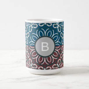 Halbton-Trendy Blau-Mauve-gesäumtes Monogramm Kaffeetasse