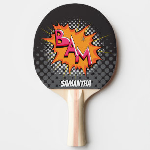 Halbtonbild-Bam! Superhero-personalisiertes Paddel Tischtennis Schläger