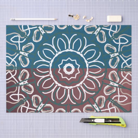 Halbtoned Trendy Blue Mauve Lace Design Seidenpapier (Handwerk)