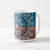 Halbtoned Trendy Blue Mauve Laced Design Kaffeetasse (VorderseiteRechts)