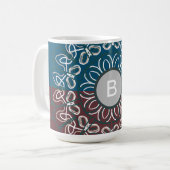 Halbtoned Trendy Blue Mauve Laced Monogram Kaffeetasse (Vorderseite Links)