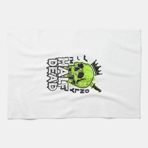 Halbtoter-Totenkopf-Halloween-Vintage-Stickerei-Sh Geschirrtuch