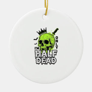 Halbtoter-Totenkopf-Halloween-Vintage-Stickerei-Sh Keramik Ornament