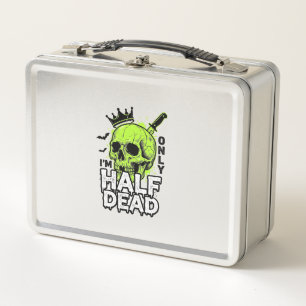 Halbtoter-Totenkopf-Halloween-Vintage-Stickerei-Sh Metall Brotdose