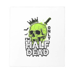 Halbtoter-Totenkopf-Halloween-Vintage-Stickerei-Sh Notizblock