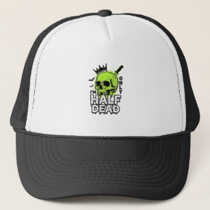 Halbtoter-Totenkopf-Halloween-Vintage-Stickerei-Sh Truckerkappe