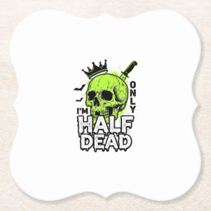 Halbtoter-Totenkopf-Halloween-Vintage-Stickerei-Sh Untersetzer