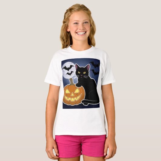 Halbwaschkatze mit Kürbis T-Shirt (Vorne ganz)