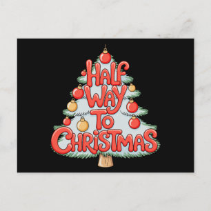 Halbwegs zu Weihnachtsbaum-Ornamenten Lustige Xmas Feiertagspostkarte