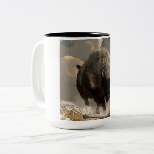 Halbweißer Bison Zweifarbige Tasse (Vorderseite Links)