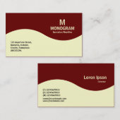Halbwellenmonogramm - Creme mit Dunklem Maroon 660 Visitenkarte (Vorne/Hinten)