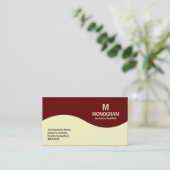 Halbwellenmonogramm - Creme mit Dunklem Maroon 660 Visitenkarte (Stehend Vorderseite)