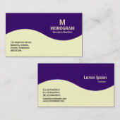 Halbwellenmonogramm - Creme mit tiefem Lila Visitenkarte (Vorne/Hinten)