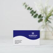 Halbwellenmonogramm - Dunkles Blau 000066 Visitenkarte (Stehend Vorderseite)