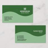 Halbwellenmonogramm - Faded Green mit Green 2F6B2D Visitenkarte (Vorne/Hinten)