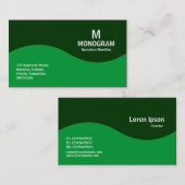 Halbwellenmonogramm - grün und dunkelgrün visitenkarte (Vorne/Hinten)