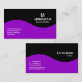 Halbwellenmonogramm - Lila mit Schwarz Visitenkarte (Vorne/Hinten)