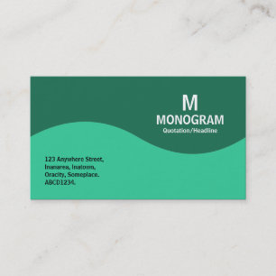 Halbwellenmonogramm - Meeresgrün mit grünem 1B6F52 Visitenkarte
