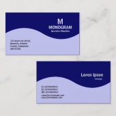Halbwellenmonogramm - Navy Blue mit Pulver Blue Visitenkarte (Vorne/Hinten)