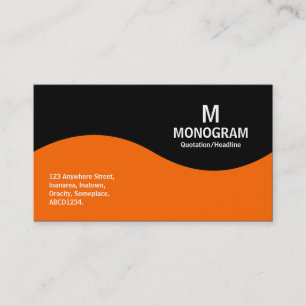 Halbwellenmonogramm - Orange und Schwarz Visitenkarte