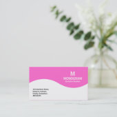 Halbwellenmonogramm - Rosa FF66CC Visitenkarte (Stehend Vorderseite)