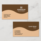 Halbwellenmonogramm - Sand mit brauner 633D18 Visitenkarte (Vorne/Hinten)