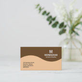 Halbwellenmonogramm - Sand mit brauner 633D18 Visitenkarte (Stehend Vorderseite)
