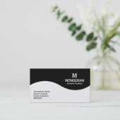 Halbwellenmonogramm - Schwarz (Platin) Visitenkarte (Stehend Vorderseite)