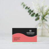 Halbwellenmonogramm - Tropisches Rosa mit Schwarz Visitenkarte (Stehend Vorderseite)