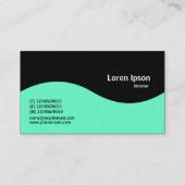 Halbwellenmonogramm - Türkis und Schwarzes Visitenkarte (Rückseite)