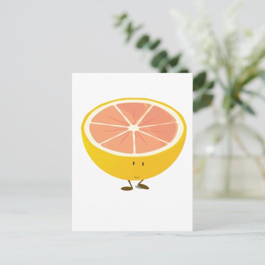 Halbwerter Grapefruitcharakter Postkarte (Stehend Vorderseite)