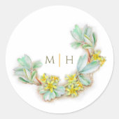 Halbwüstenmonogramm Hochzeitsibbaldia Runder Aufkleber (Vorderseite)