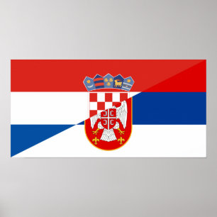 Halbzeichen der Kroatischen Serbia-Flagge Poster