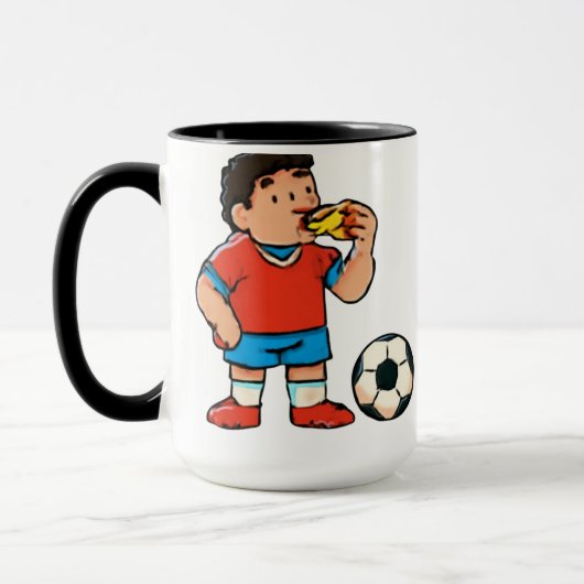 Halbzeit-Snack – Lustige Fußball-Pizza Tasse (Links)
