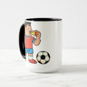 Halbzeit-Snack – Lustige Fußball-Pizza Tasse (Vorderseite Links)