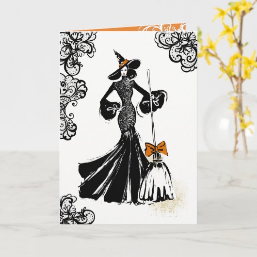 Halbzeitmode-Illustration mit schwarzer Spitze Karte (Gelbe Blume)