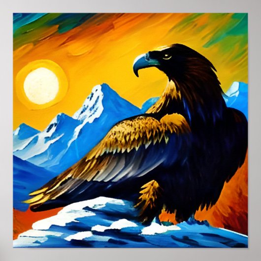 Halcón en la montaña poster (Vorne)