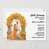 Haldi Blumen vor der Hochzeit Zeremonie turmerisch Einladung (Vorderseite)