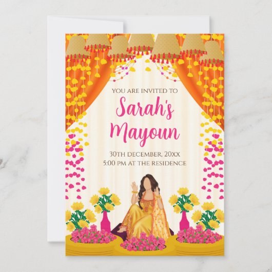 Haldi Einladung Mayoun lädt & Haldi ein (Vorderseite)