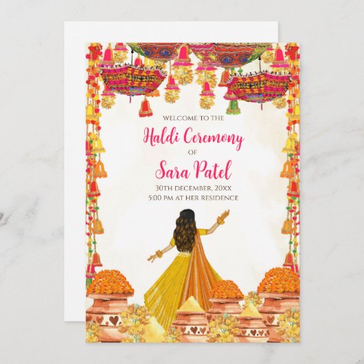 Haldi Einladungen & Haldi laden Hindu Wedding ein (Vorne/Hinten)