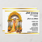 Haldi indische Aquarellfeier Einladung (Vorne/Hinten)