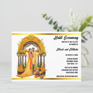 Haldi indische Aquarellfeier Einladung