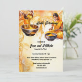 Haldi indische Braut zu Haladi Hochzeitsfeier Einladung (Stehend Vorderseite)