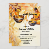 Haldi indische Braut zu Haladi Hochzeitsfeier Einladung (Vorne/Hinten)