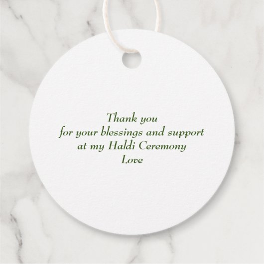 Haldi-Indische Hochzeit Elefanten gelbe Blumen Gef Geschenkanhänger (Rückseite)