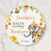 Haldi-Indische Hochzeit Elefanten gelbe Blumen Gef Geschenkanhänger (Vorderseite)