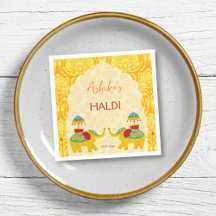 Haldi-Indische Hochzeitelefanten gelb