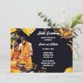 Haldi Indische Reinigungszeremonie turmeric Floror Einladung (Stehend Vorderseite)