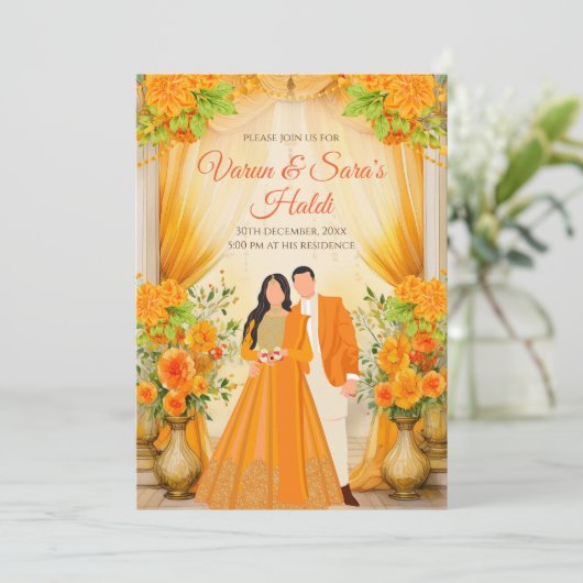 Haldi lädt Digital Haldi zu Einladungen ein (Stehend Vorderseite)