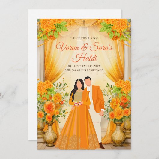 Haldi lädt Digital Haldi zu Einladungen ein (Vorne/Hinten)